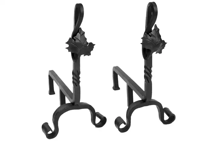 Maple Leaf Andirons Made of Wrought Iron