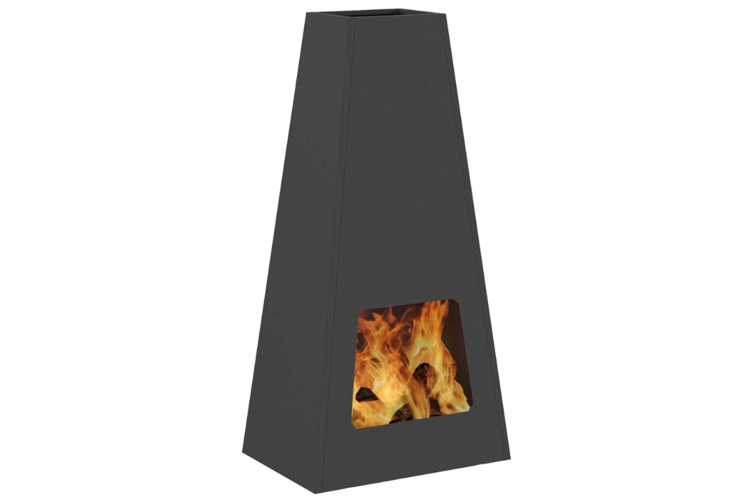 Fire Pit Cone 50 x 35 x 100 cm in Matte Black Cold-Rolled Steel