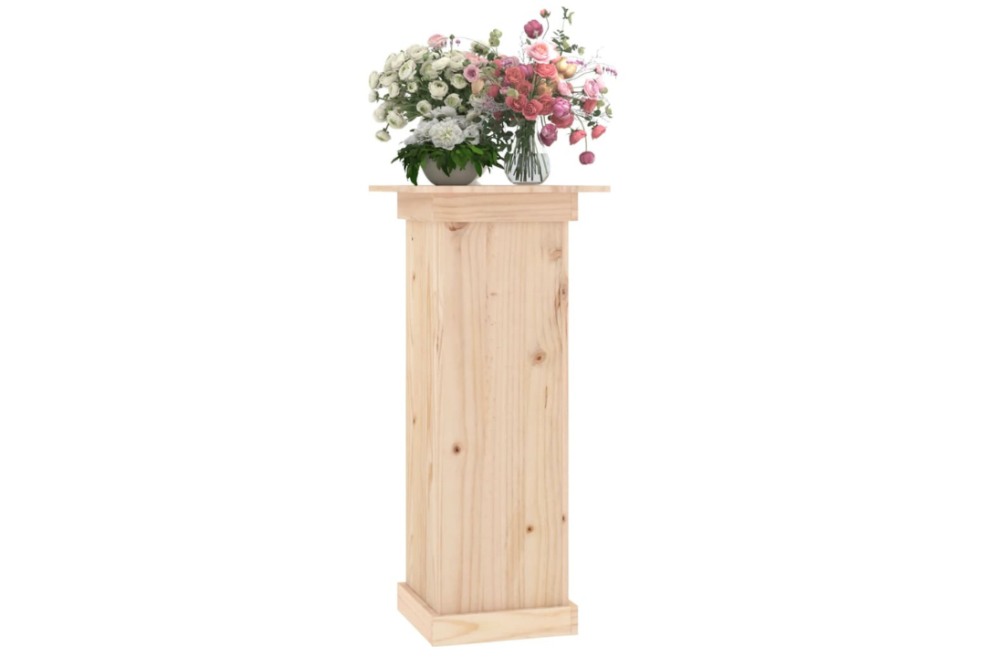 Flower Stand Wood Solid Pine with Decorative Inlays in 40x40x90 cm Easy to Assemble