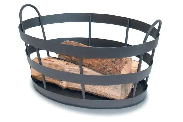 Shaker Log Bin in Graphite Powder Coated Finish Aesthetic