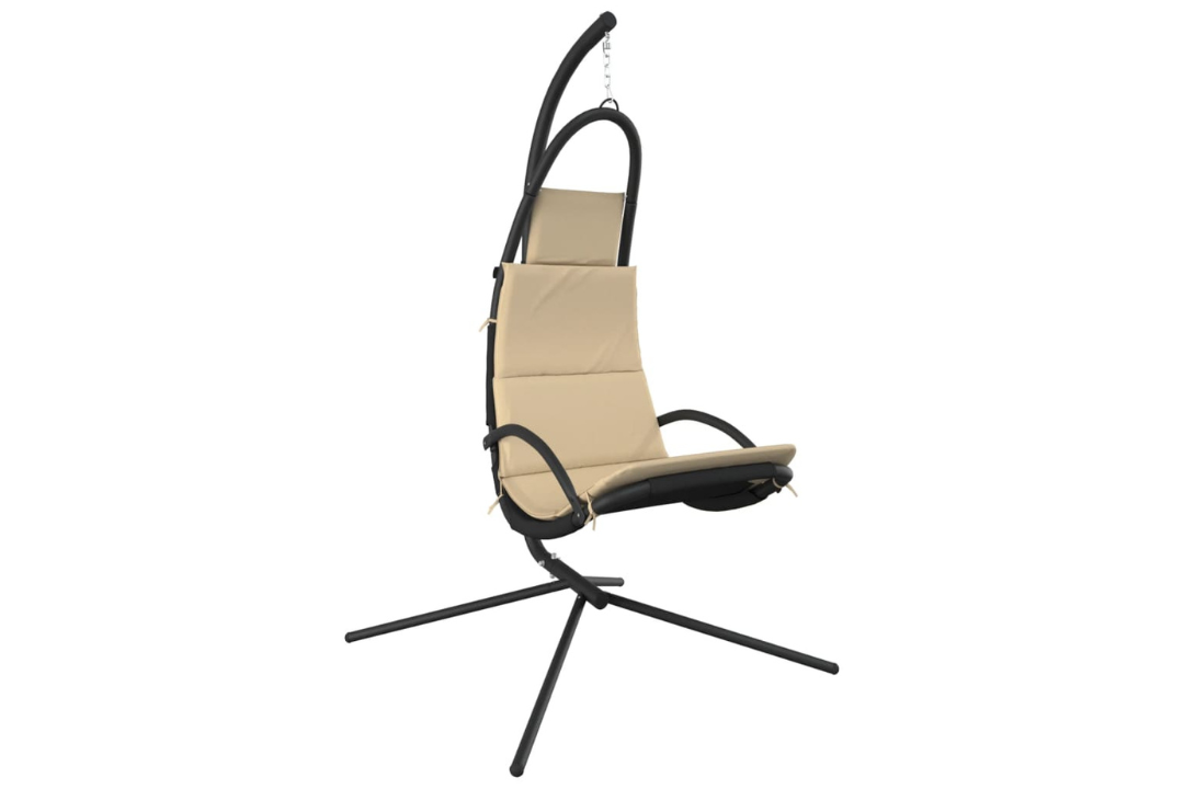 Garden Swing Chair with Cushion Oxford Fabric and Steel in Cream With Breathable, Water-Resistant, and Dirt-Resistant Fabric