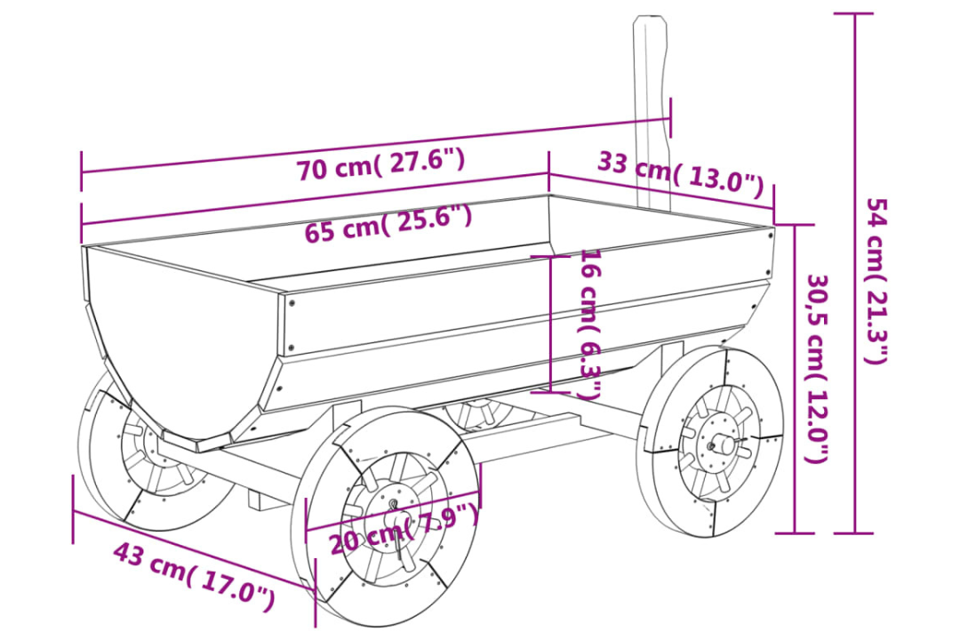 Decorative Wagon 70x43x54 cm Solid Wood Fir Specifications