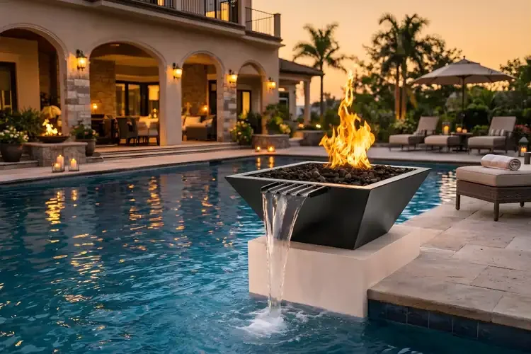 The Outdoor Plus 24" Maya Fire & Water Bowl – Wave Scupper