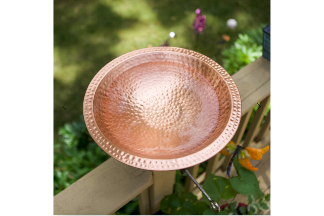 14" Hammered Solid Copper Birdbath Bowl With Elegant Peened Texture