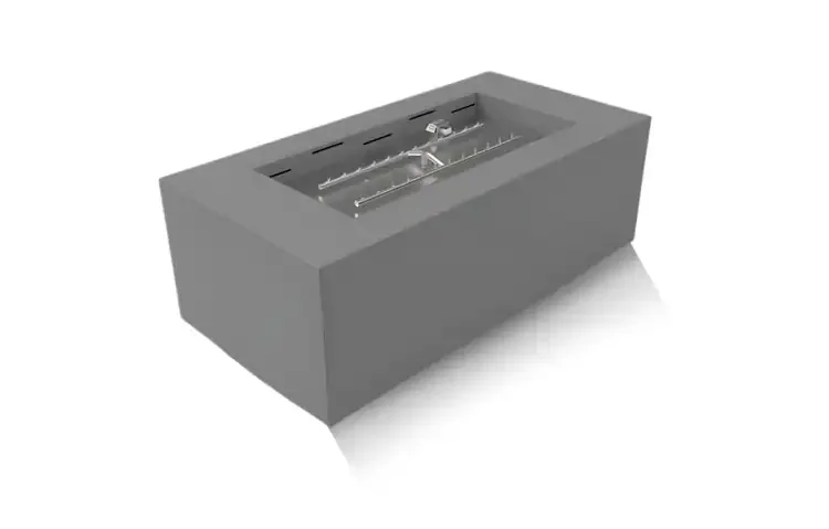 HPC Tejas Rectangular Metal Fire Pit Enclosure Electronic Ignition Series in Pewter