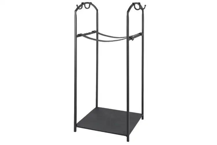 32 Inch Mission Style Fireplace Wood Holder with Tools – Wrought Iron Firewood Rack