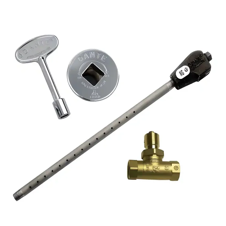 17" Log Lighter Combo Pack  With Straight Ball Valve And 3 ” Chrome Key And Floor Plate