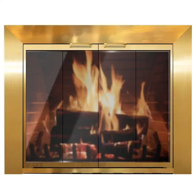 Reflection Masonry Fireplace Glass Door – Polished Brass | HearthCraft