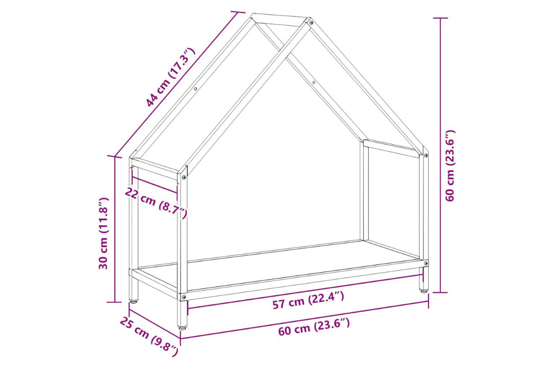 Firewood Rack 60 x 25 x 60 cm in Anthracite Made of Cold-Rolled Steel Specifications