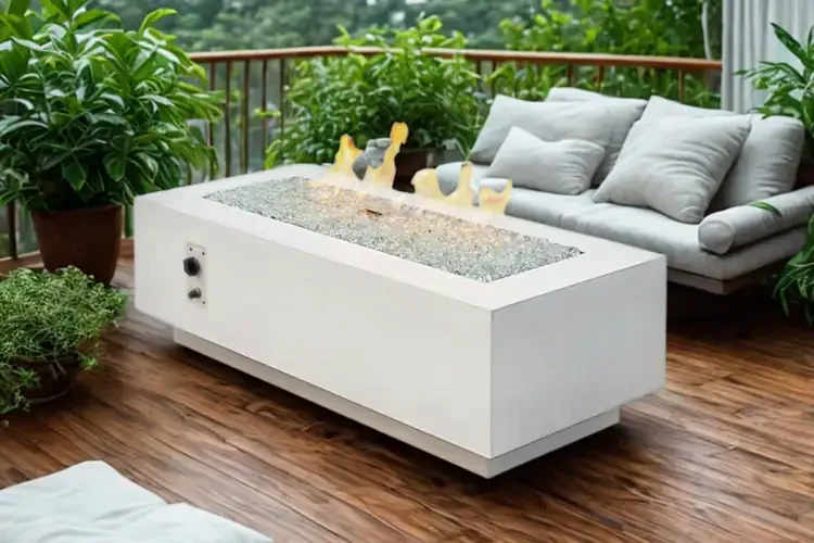 Cove Linear White 54" Gas Fire Pit Table