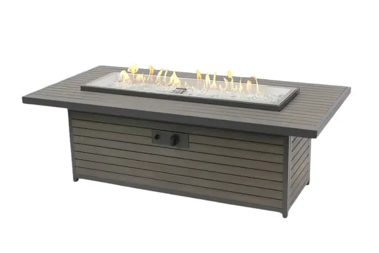 Kenwood and Brooks Taupe 61" Linear Chat Height Gas Fire Pit Table Cover Included