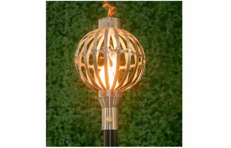 Globe Stainless Steel Gas Tiki Torch Head Lit