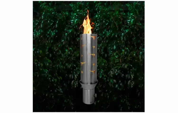 Bull And Star Style Stainless Steel Gas Tiki Torch Head Lit