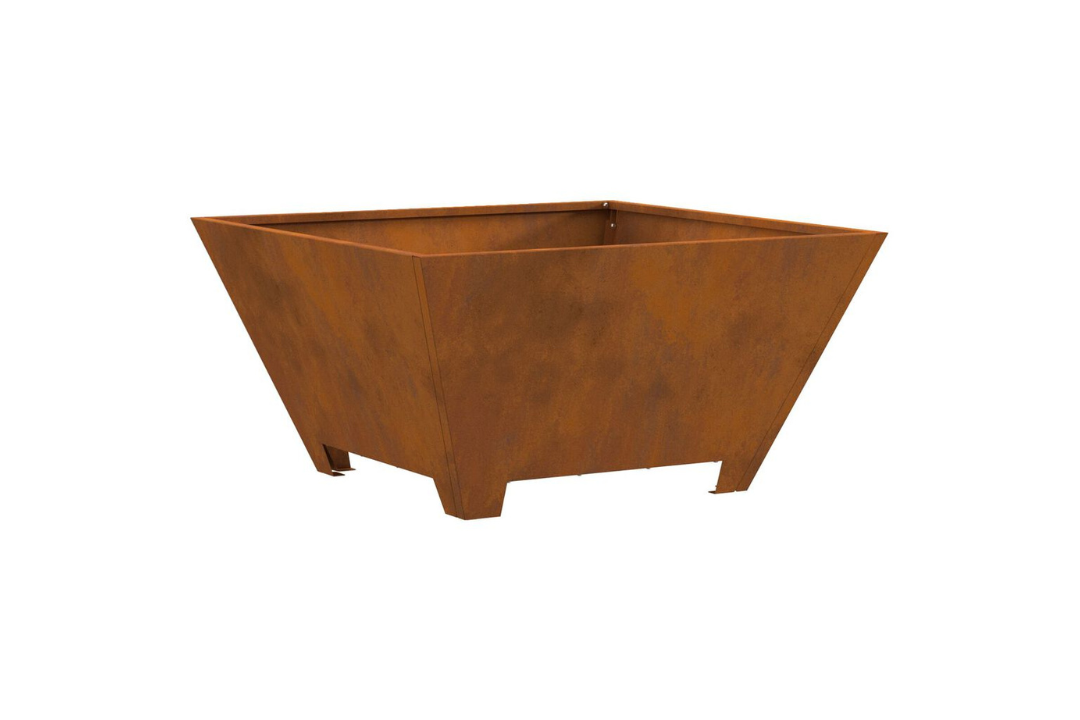 Fire Pit Square 60 x 60 x 30 cm in Rusty Brown