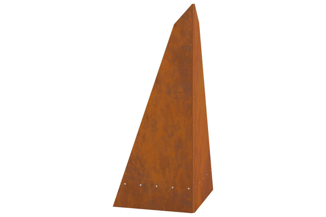 High-Quality Fire Pit Pyramid 58 x 36 x 100 cm in Rusty Brown Weathering Steel