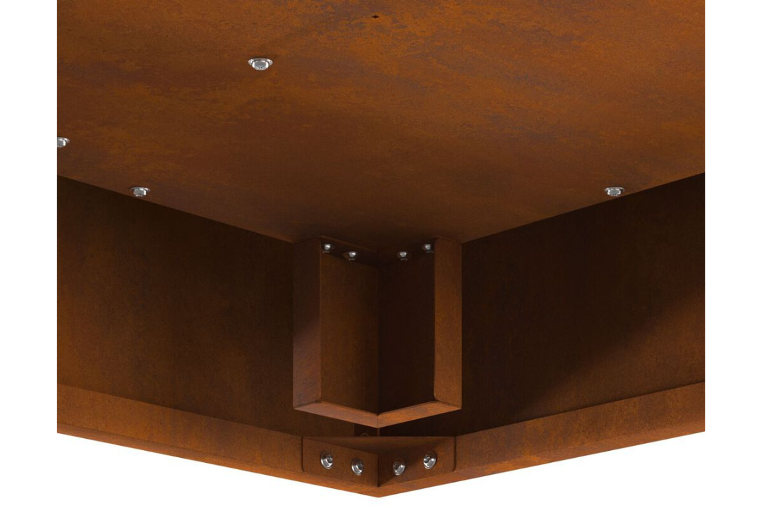 Minimalist Square Fire Pit 60 x 60 x 30 cm in Rusty Brown Weathering Steel