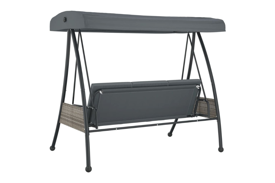 Patio Swing Bench with Adjustable Canopy Steel in Dark Gray with Backrest