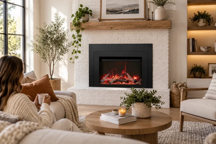 Cozy Modern Fireplace Retreat
