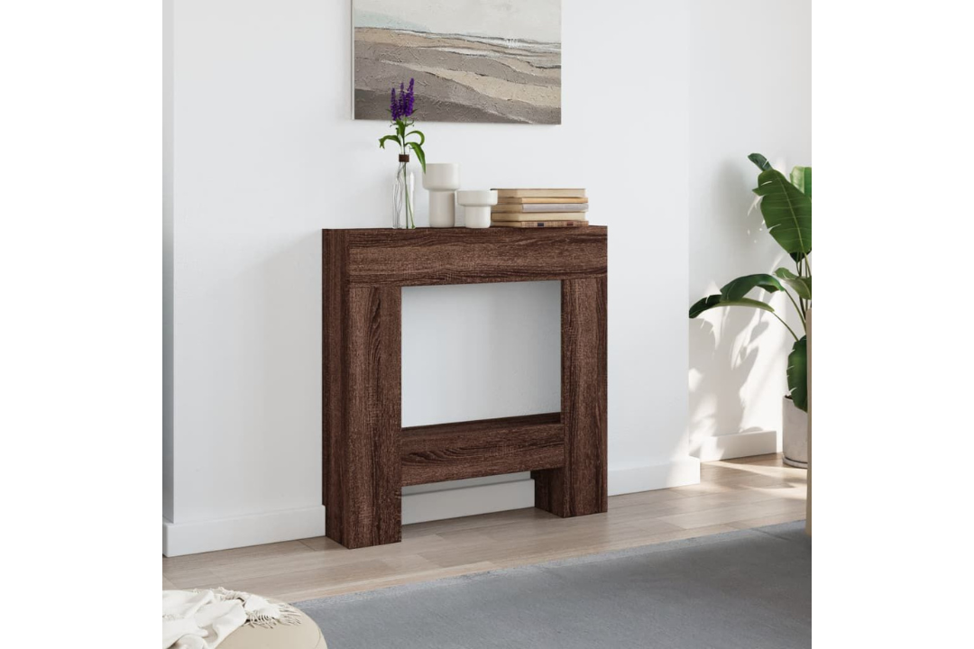 Fireplace Surround 81 x 18 x 82 cm in Brown Oak Made from Engineered Wood