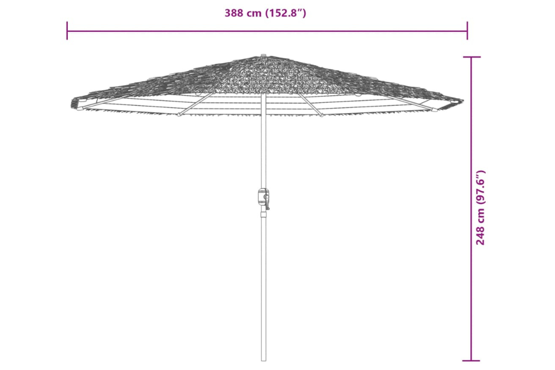 Brown Garden Parasol with Steel Pole – UV Protection Outdoor Umbrella in 388 × 388 × 248 cm Specifications