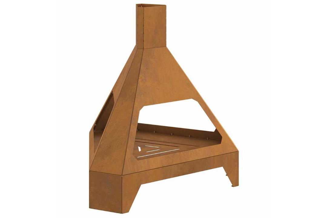 Fire Pit with Chimney 50 x 43 x 52 cm in Rusty Brown