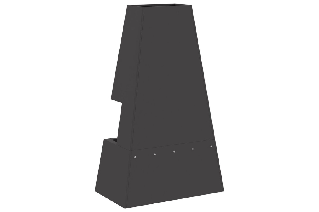 Fire Pit with Log Storage 60 x 35 x 100 cm in Black Powder-Coated Finish Cold-Rolled Steel