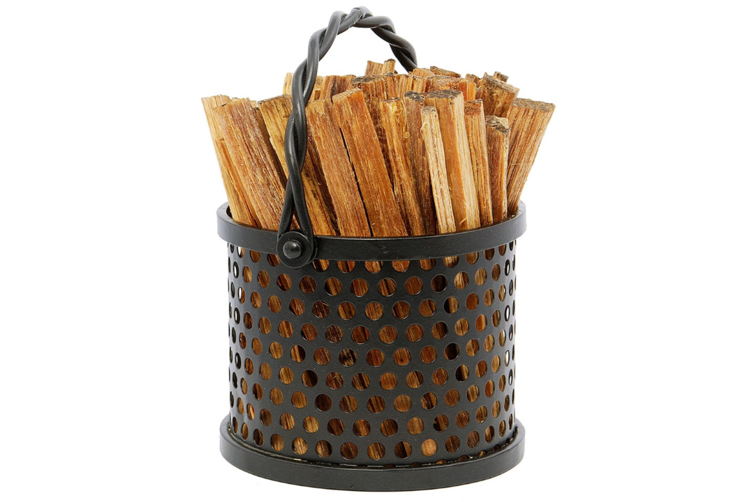 Twisted Rope Fatwood Caddy with 4 lbs. Natural Fire Starters Made of Wrought Iron