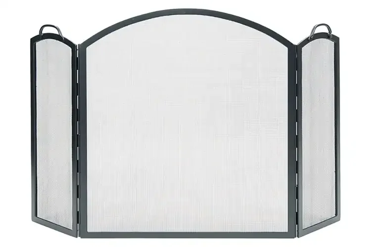 Arched Three-Fold Fireplace Large Screen – Wrought Iron, Graphite Finish