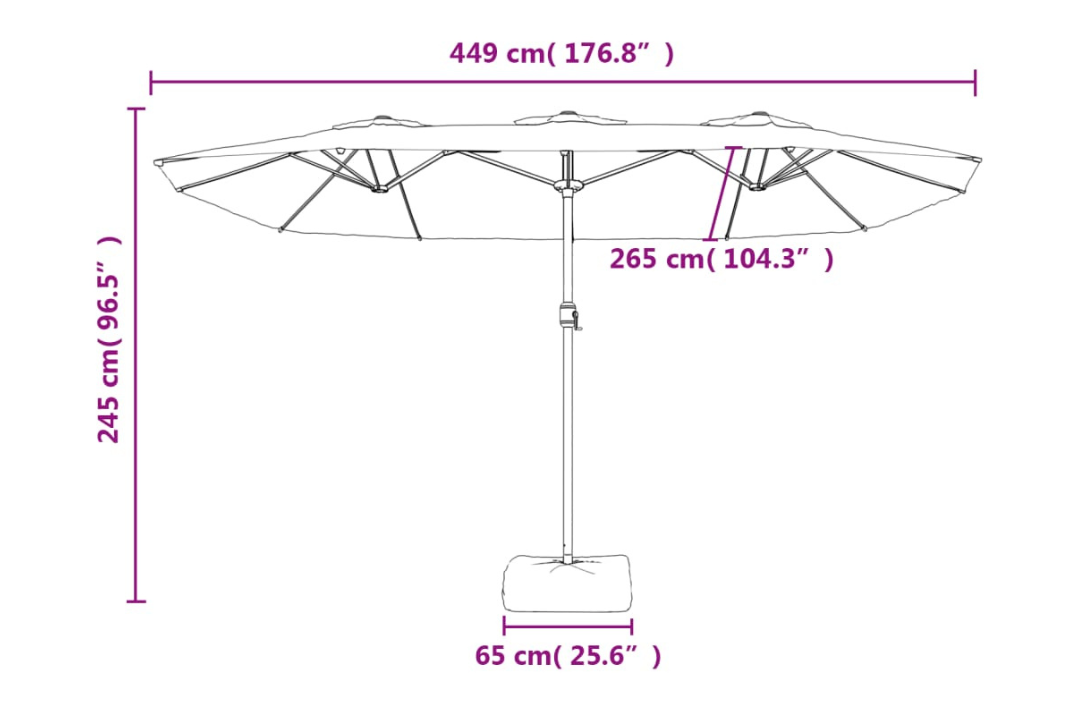 Double-Head Garden Parasol with LEDs in Anthracite Specifications