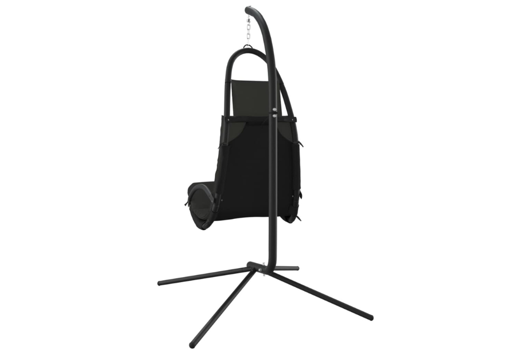 Garden Swing Chair with Cushion Oxford Fabric and Steel Back Details in Dark Gray
