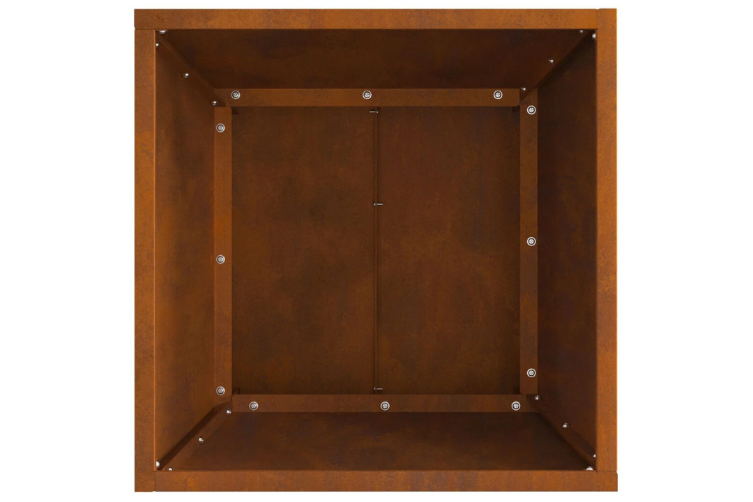 High-Quality Square Fire Pit 40 x 40 x 30 cm Steel in Rustic Brown in Weathering Steel