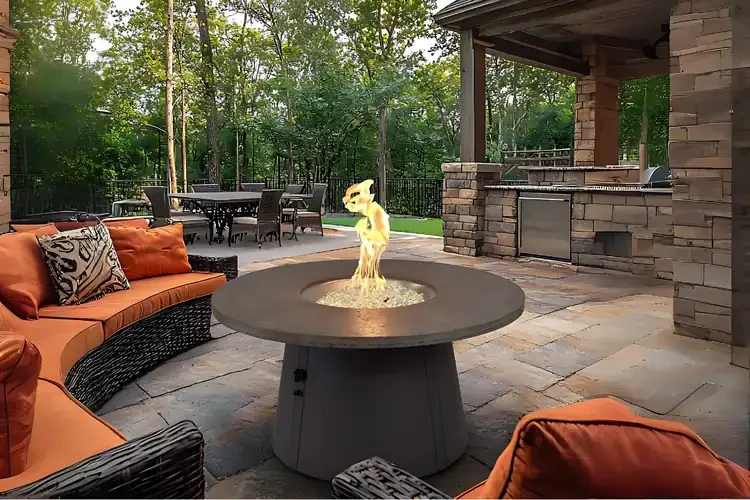 Cirvalo Fossil Brown Round Gas Fire Pit Table