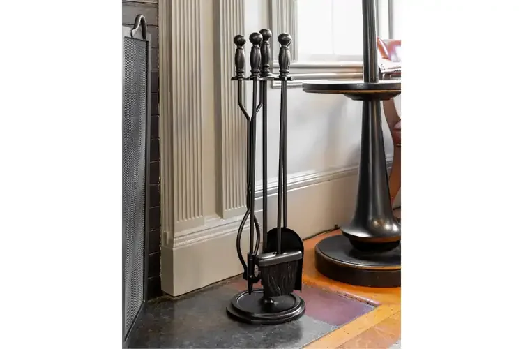 Acton Fireplace Tool Set – 30" Made of Cast & Wrought Iron with Stand