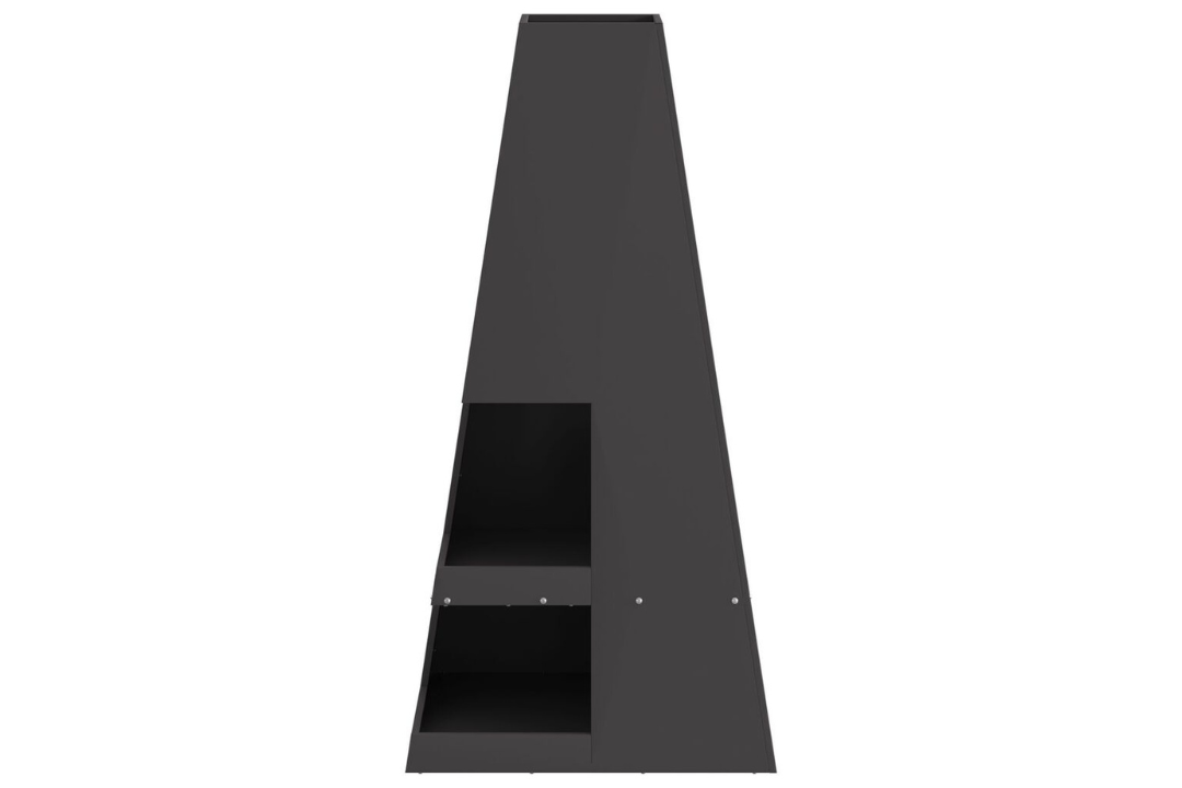 High-Quality Fire Pit with Log Storage 50 x 50 x 100 cm in Black Cold-Rolled Steel