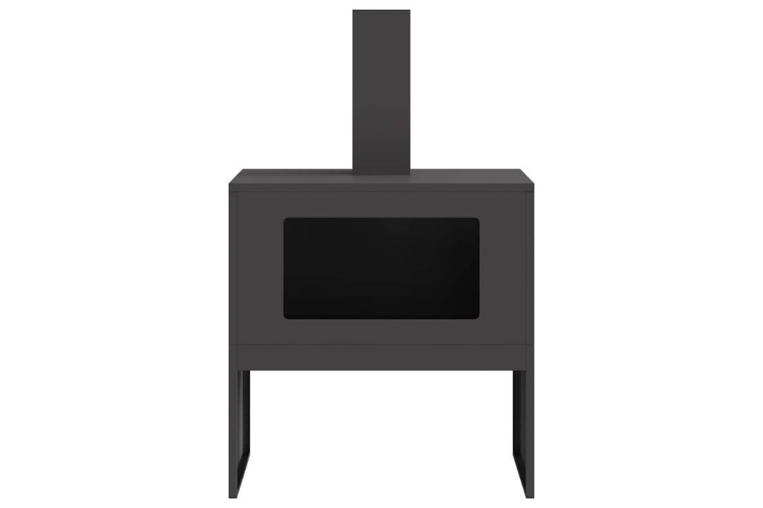Sleek Fire Pit with Chimney 60 x 40 x 96 cm in Black Cold-Rolled Steel