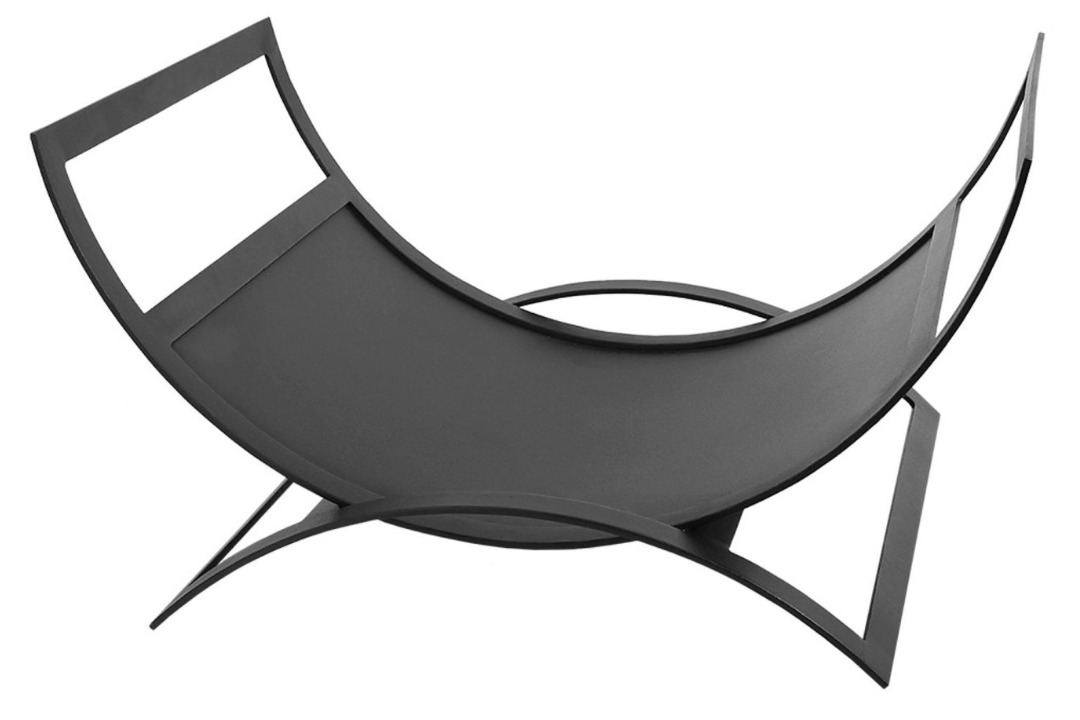 Metropolis Log Basket – Modern Black Wrought Iron with Black Powder Coated Finish