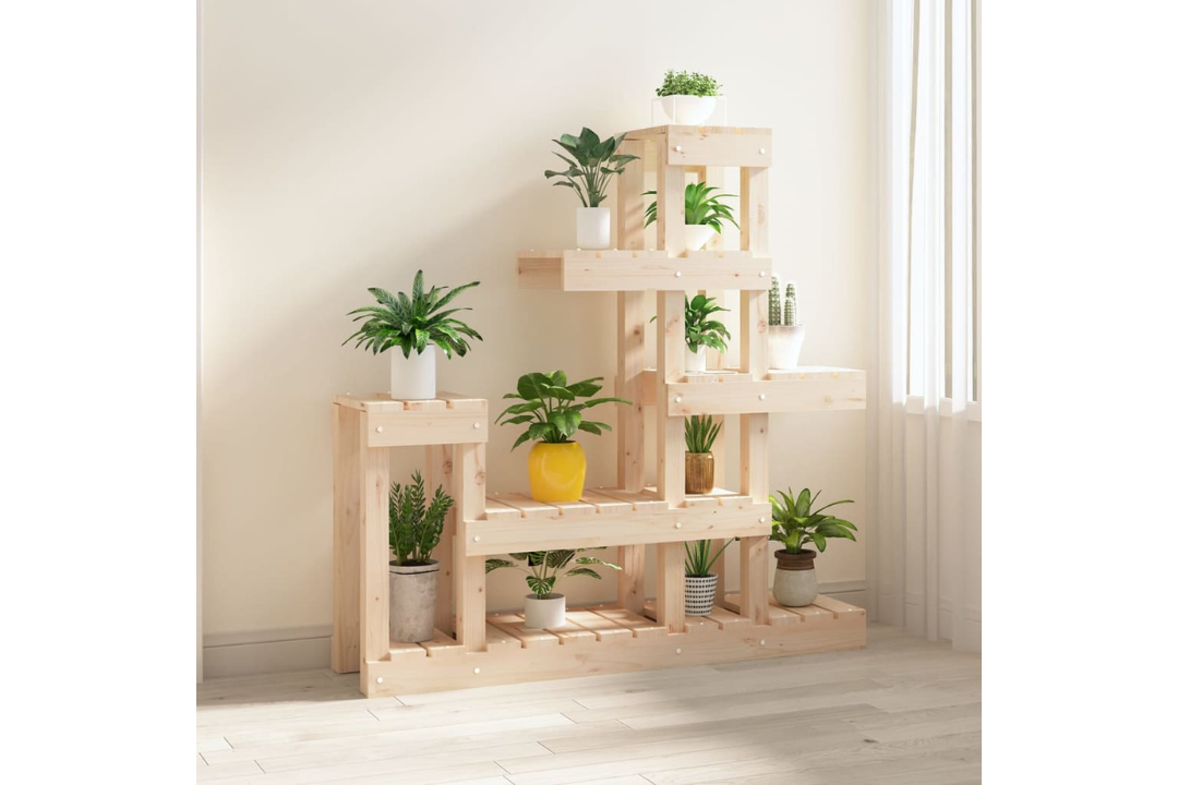 Plant Stand in Natural 92 x 25 x 97 cm Made from Solid Wood Pine