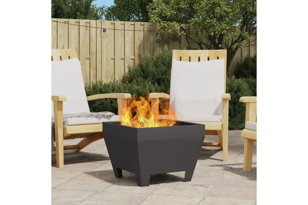 Square Fire Pit 50 x 50 x 38 cm in Black Cold-Rolled Steel