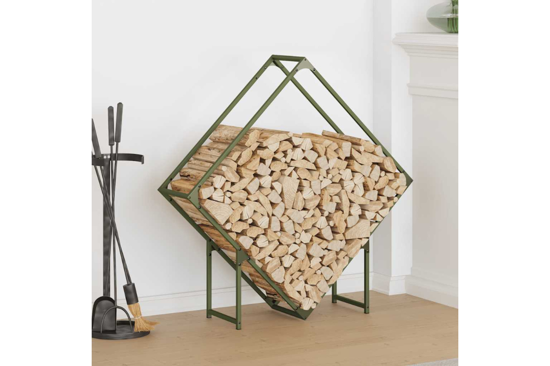 Firewood Rack 100 x 25 x 100 cm in Olive Green Made of Cold-Rolled Steel