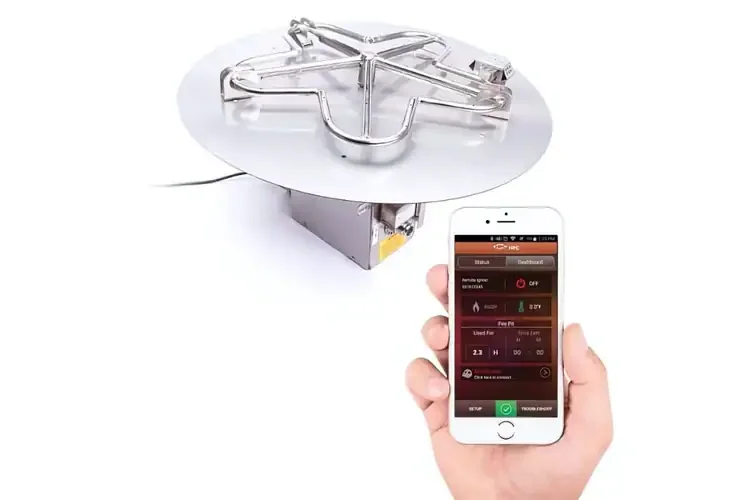 HPC Round Flat Fire Pit Insert Electronic Ignition High Low Bluetooth App Standard Burner
