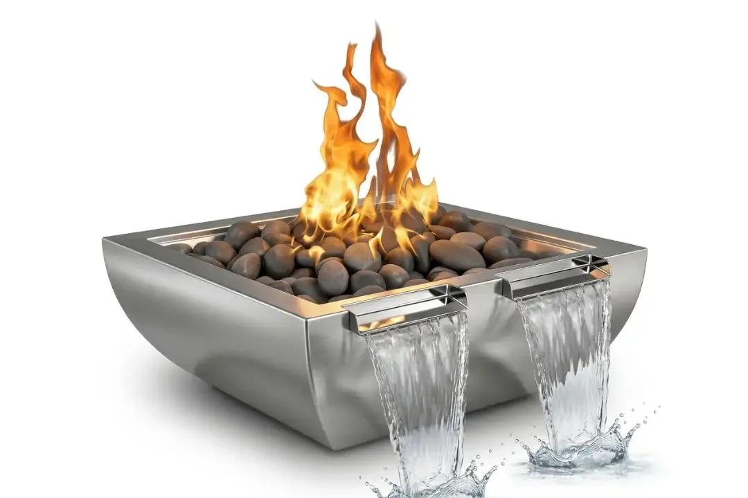 30" Avalon Fire & Water Bowl – Twin Spill - Stainless Steel