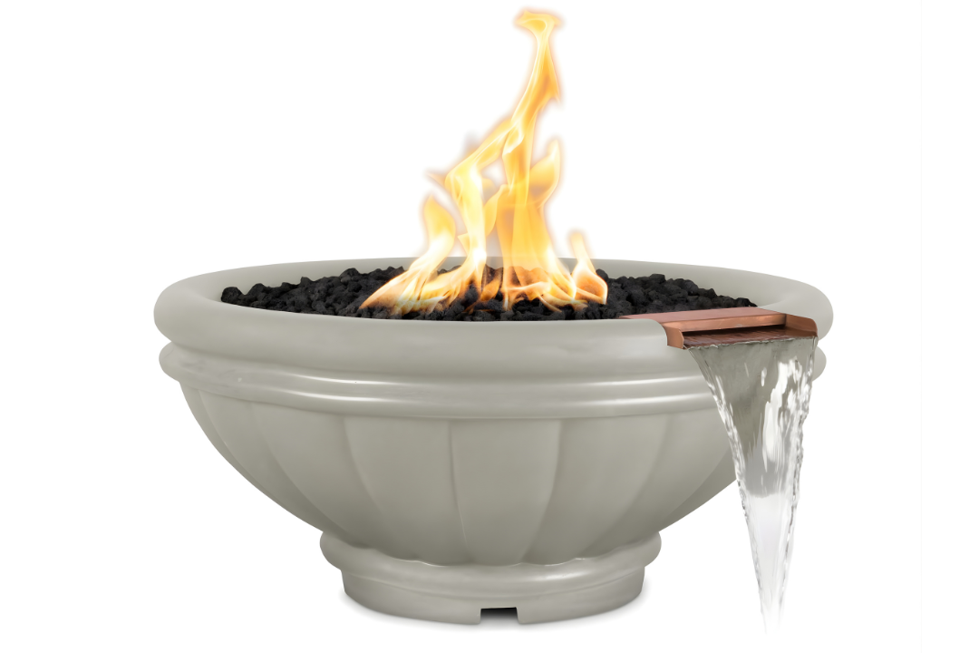 The Outdoor Plus 24" Roma GFRC – Fire & Water Bowl - Ash