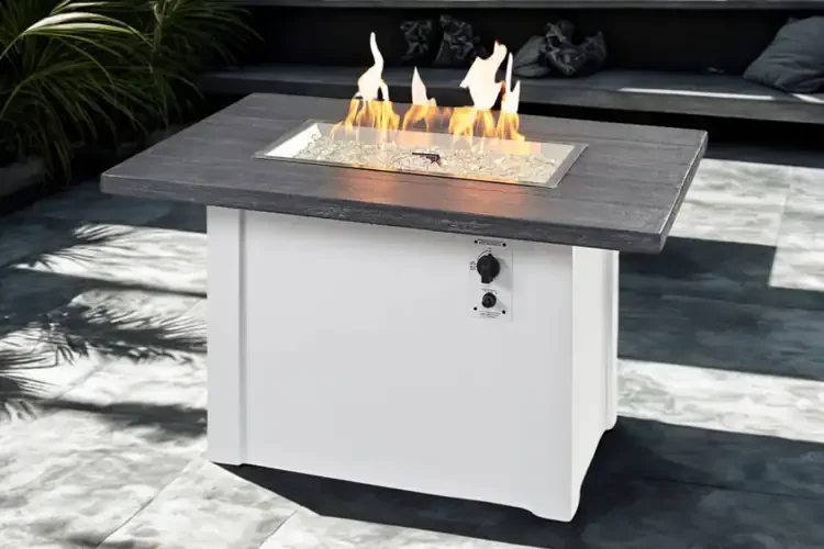 Havenwood 44" White Rectangular Gas Fire Pit Table