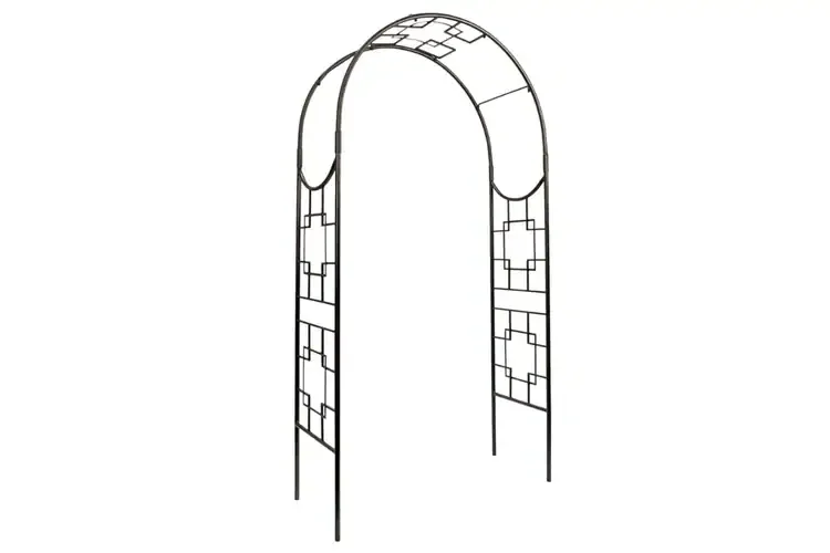 Square-on-Squares Arbor Crafted from Sturdy Wrought Iron