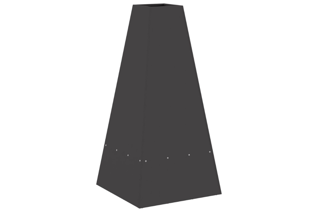 Fire Pit with Log Storage 50 x 50 x 100 cm in Black Powder-Coated Finish Cold-Rolled Steel