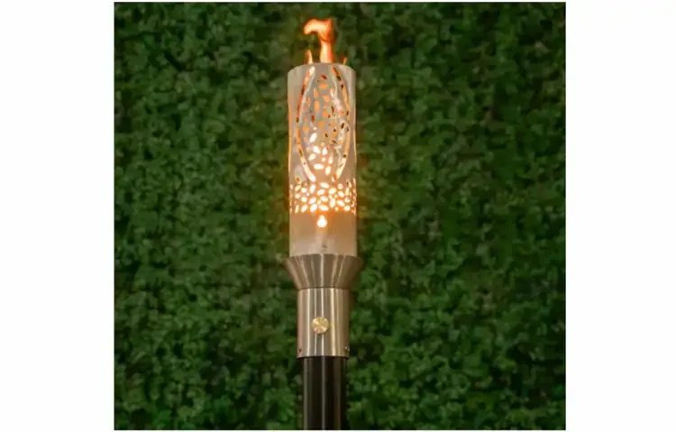 Coral Stainless Steel Gas Tiki Torch Head Lit