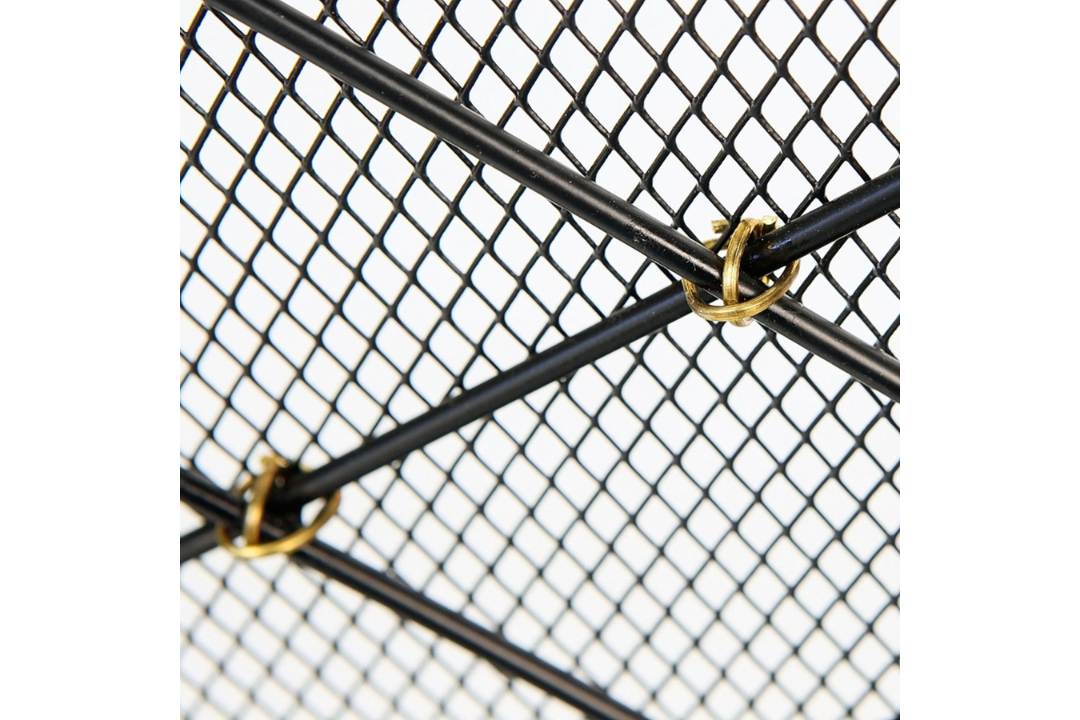 Harlequin Flat Fireplace Screen in 44” x 33” Wrought Iron with Brass Accent