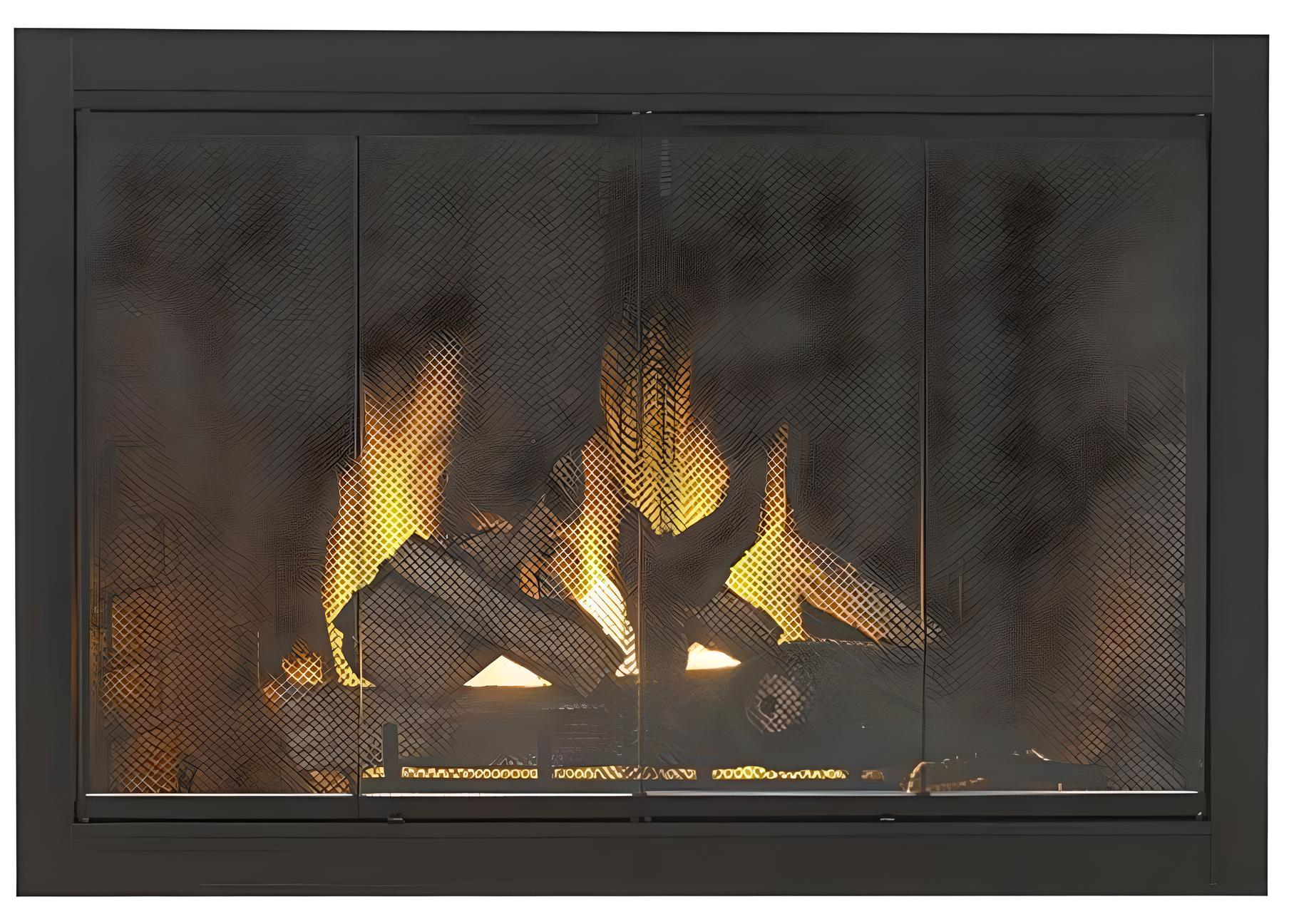 Satin Black Fireview Masonry Fireplace Glass Door Image