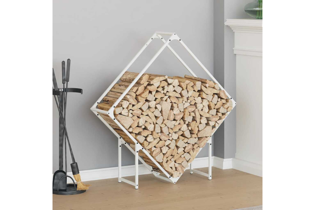 Firewood Rack 100 x 25 x 100 cm in White Made of Cold-Rolled Steel