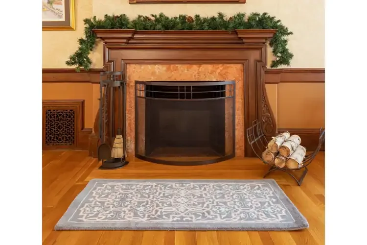 Arts & Crafts Log Holder with Suede Carrier – Folding Wrought Iron Rack Indoors or Outdoors